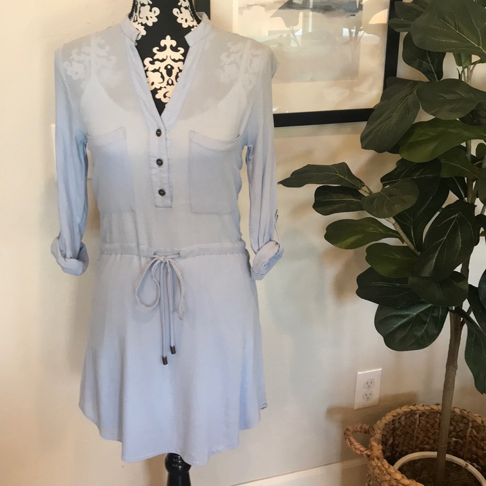 Francesca’s Alya Blue Drawstring Waist Dress Small